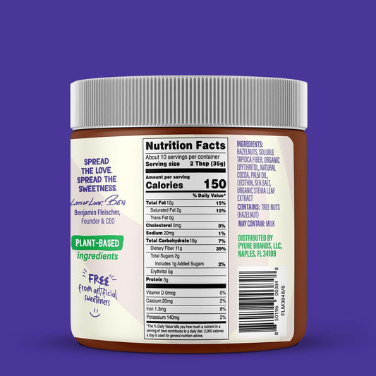 Pyure Hazelnut Spread with Cocoa 2 Net Carbs Keto Snack Gluten-Free, Peanut Free, Plant-Based Hazelnut Spread for Vegan Keto Friendly Food, 13 Ounce (Pack of 1)