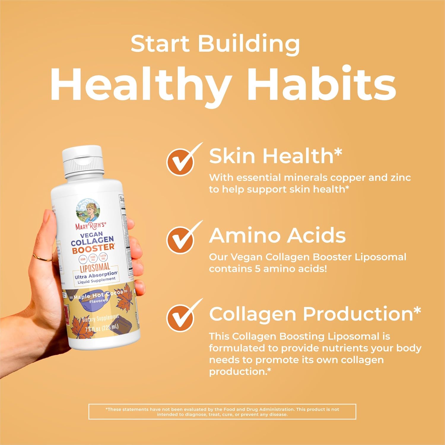 Maryruth Organics Collagen Booster Liposomal, Sugar Free, Liquid Collagen Booster With Vitamin C, Vitamin E, Zinc, Copper & Silica, Skin Care & Joint Support Supplement, Vegan, Non-Gmo, 7.6 Fl Oz : Health & Household