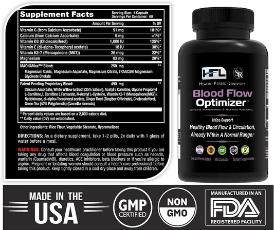 HFL Blood Flow Optimizer™ by Dr. Sam Robbins | Healthy Blood Flow Circulation, Arterial Strength & Vascular Function : Health & Household