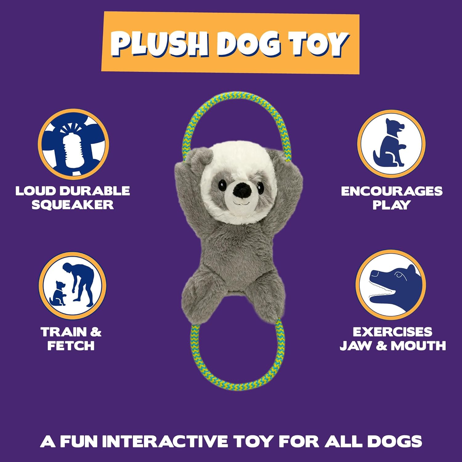 Pet Supplies : Pet Factory Logical Pet Rope Tug Plush Squeaky Dog Toy, Randomly Selected - Panda OR Sloth, One Size : Amazon.com