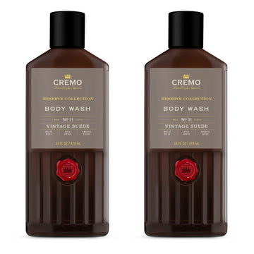 Cremo Rich-Lathering Vintage Suede Body Wash, A Vintage Suede with Notes of White Moss and Rich Amber, 16 Fl Oz (Pack of 2)