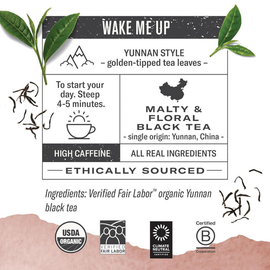 Numi Organic Chinese Breakfast Tea, 100 Tea Bags, Full Bodied Yunnan Black Tea, Malty & Floral, Caffeinated