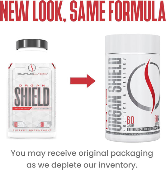 Purus Labs Organ Shield Active Antioxidant | Plant Based Antioxidants | 30 Servings, 60 Gelatin Capsules