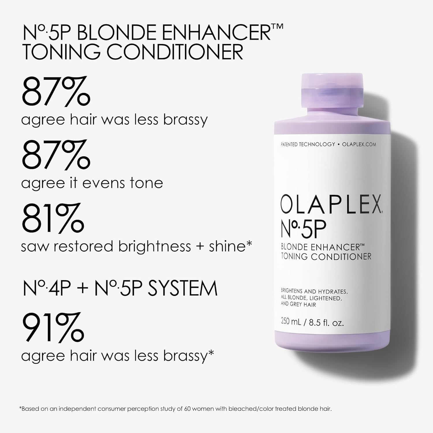 Olaplex No. 5P Blonde Enhancer Purple Toning Conditioner, Repairs, Hydrates, & Brightens All Blonde, Lightened, & Grey Hair, 8.5 fl oz : Beauty & Personal Care