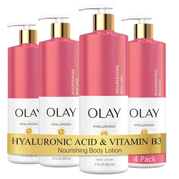 Olay Nourishing & Hydrating Body Lotion For Women With Hyaluronic Acid, 17 Oz (Pack Of 4)