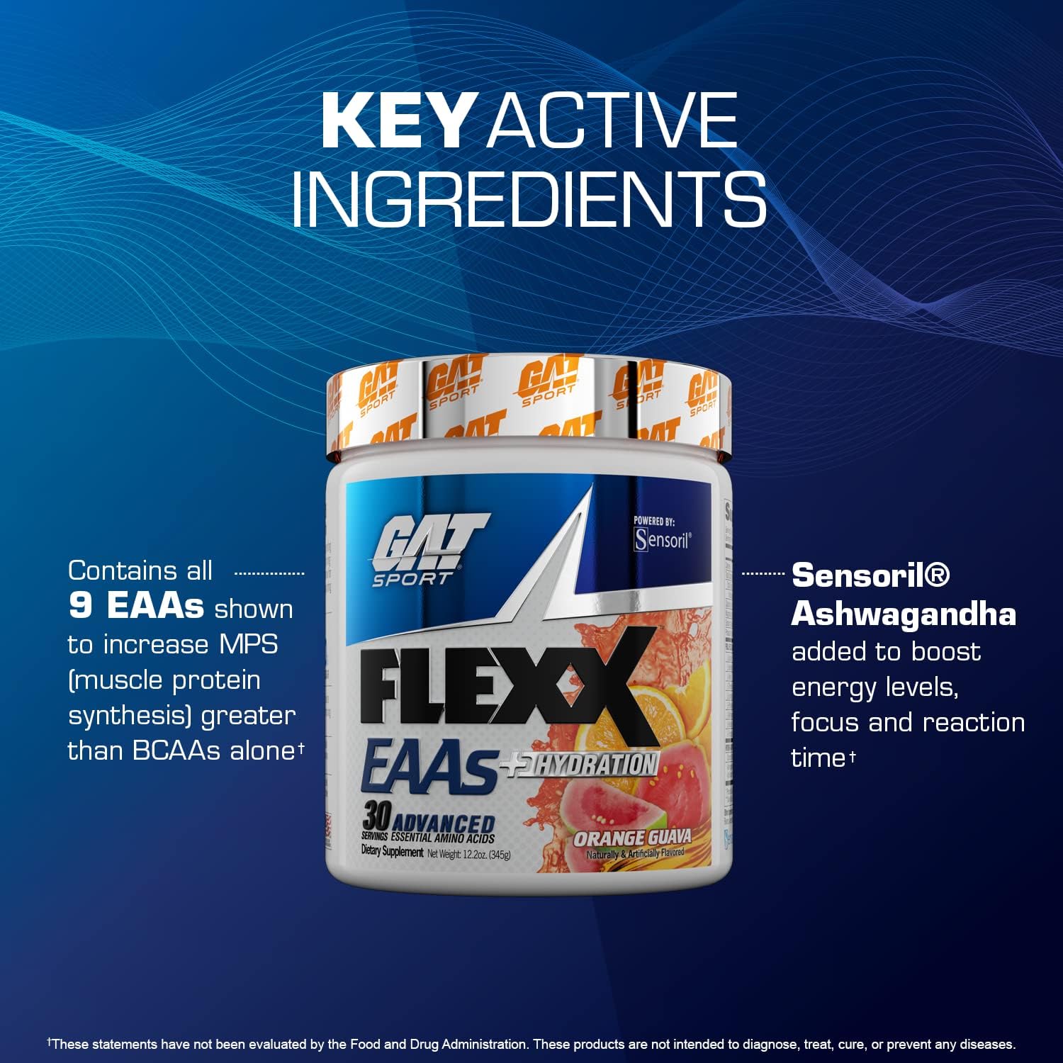 GAT SPORT Flexx EAAs + Hydration, Advanced Essential Amino Acids, 30 S