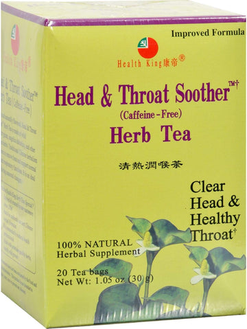 Health King Head & Throat Soother Herb Tea, Teabags, 20 Count Box