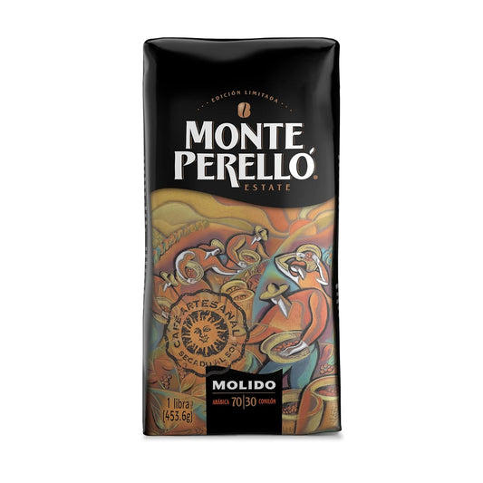 Monte Perelló, 16 oz Bag (1 LB/ 453.6 g), Ground Coffee, Medium Roast - Product from the Dominican Republic (Pack of 4)