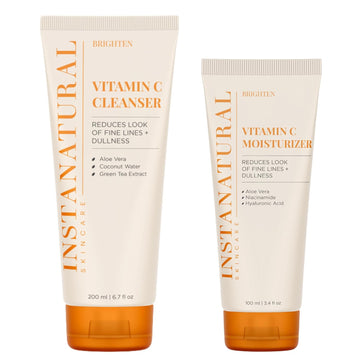 Instanatural Vitamin C Fan Favorites Cleanser And Moisturizer Kit, Brightens, Reduces The Look Of Fine Lines And Uneven Texture, With Aloe Vera And Botanical Extracts