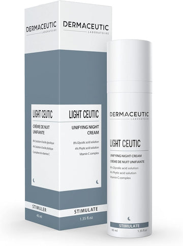 Dermaceutic Light Ceutic - Skin Toning Night Cream - Brightening Face Cream With Glycolic Acid, Phytic Acid And Vitamin C - Age-Defense Cream - 40Ml