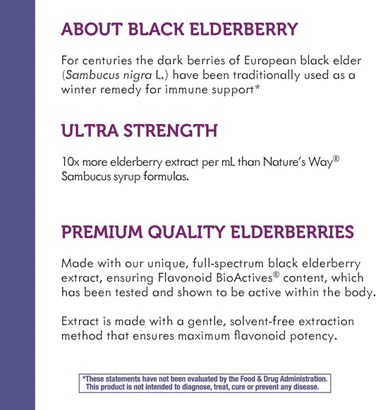 Nature'S Way Sambucus Elderberry Drops With Ultra Strength Elderberry, Immune Support*, Made From 6400Mg Of Elderberries Per 1 Ml, 1 Fl. Oz