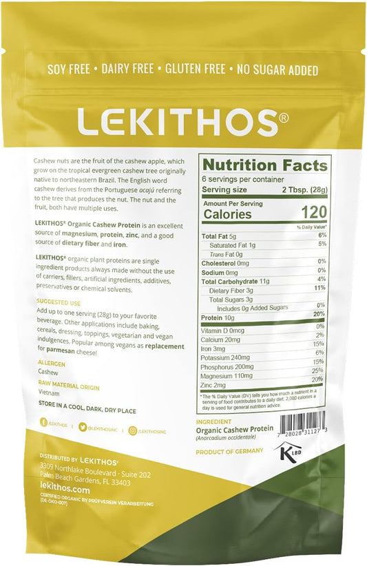 Organic Cashew Protein Cashew Powder - 6 Oz - 10G Protein - Certified Usda Organic, Non-Gmo Project Verified, No Added Sugars - Certified Vegan, Gluten Free