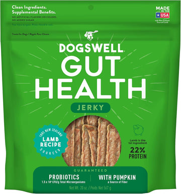 Dogswell Gut Health Meaty Jerky Dog Treats, Lamb, 20 Oz. Pouch