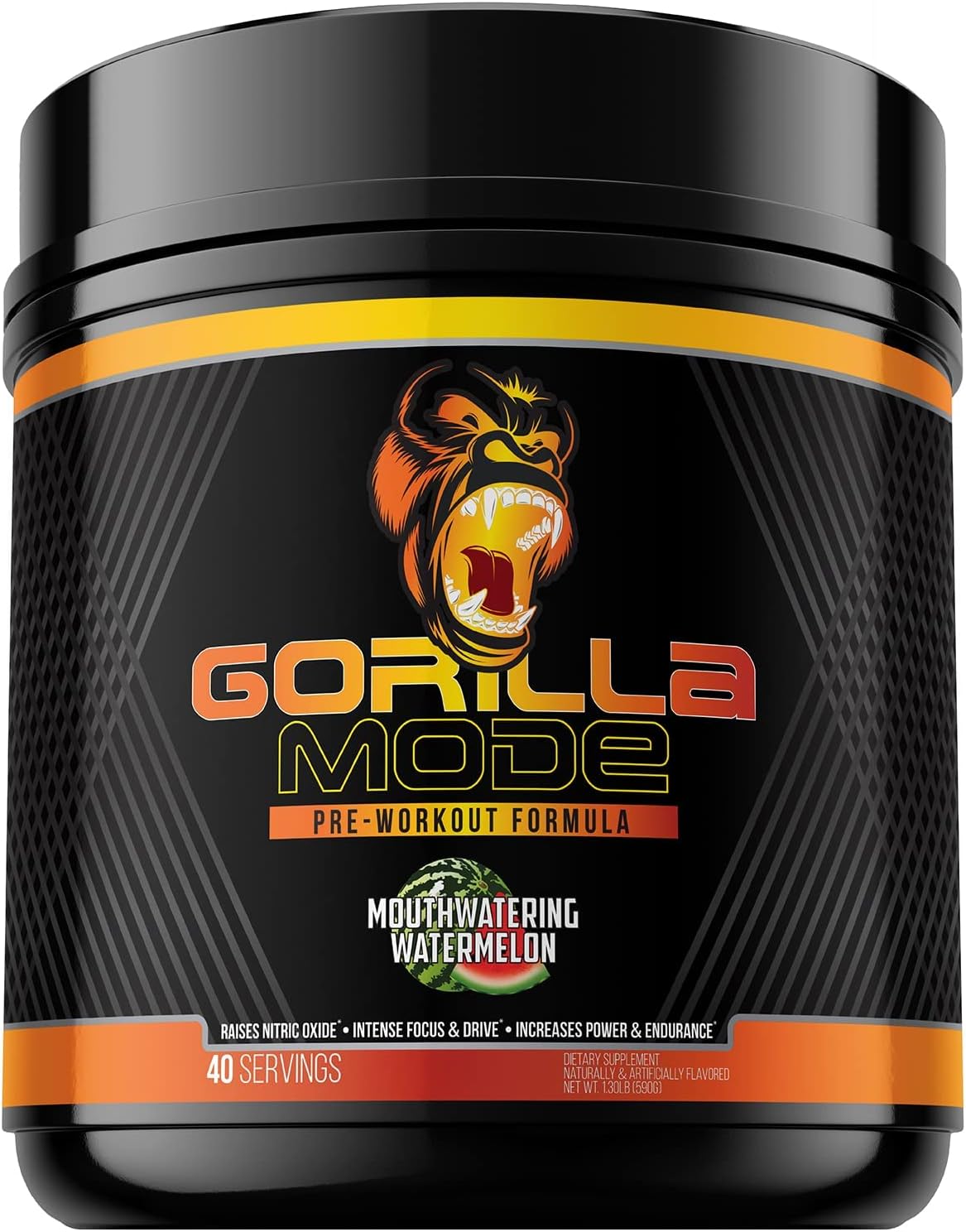 Gorilla Mode Pre Workout - Massive Pumps ú Laser Focus ú Energy ú Power - L-Citrulline, Creatine, L-Tyrosine, Betaine, Hydroprime?, Alpha-GPC, 400mg Caffeine, Huperzine A - 800g (Watermelon)