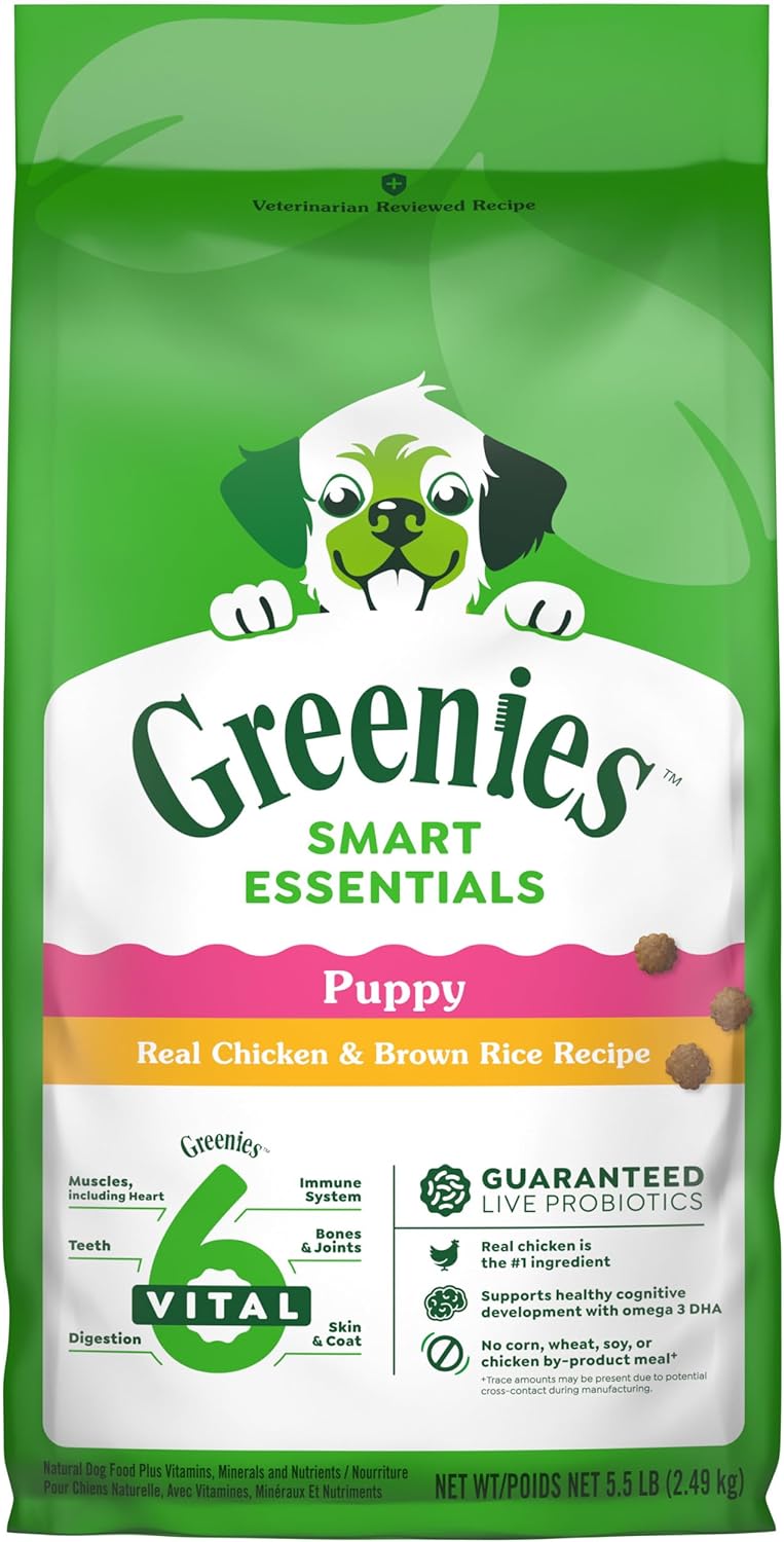 Greenies Smart Essentials Puppy High Protein Dry Dog Food Real Chicken & Brown Rice Recipe, 5.5 Lb. Bag