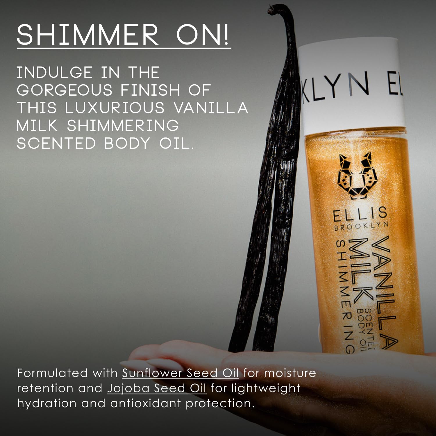 Ellis Brooklyn Vanilla Milk Shimmering Scented, Shimmer Body Oil, Dry Oil For Body, Moisturizing, Vanilla Body Oil Fragrance, Body Glow, 3.2 Fl Oz : Beauty & Personal Care