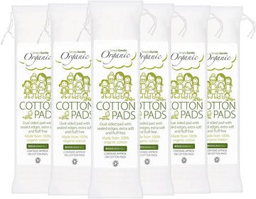 Simply Gentle Organic Cotton Pads - Perfect For Sensitive Skin - Pure Cotton Pads For First Aid - Free From Odours Or Irritants - Round Shape Disposable Cotton Pads - 6 Packs Of 100 Pads