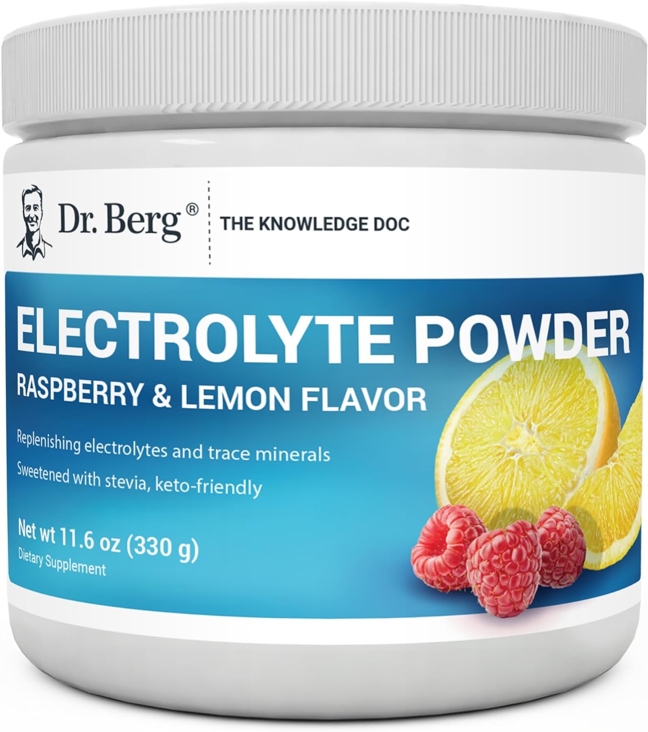 Dr. Berg Hydration Keto Electrolyte Powder - Enhanced W/ 1,000Mg Of Potassium & Real Pink Himalayan Salt (Not Table Salt) - Raspberry & Lemon Flavor Hydration Drink Mix Supplement - 50 Servings