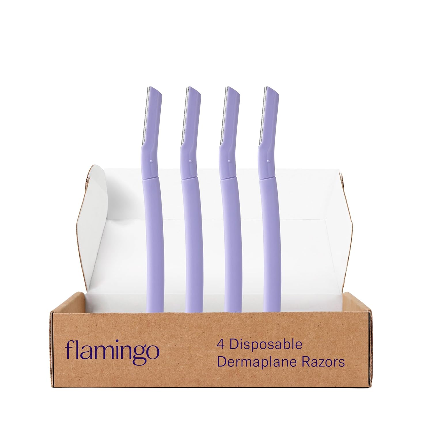 Flamingo Disposable Dermaplane Razors, 4 Single Blade Facial Razors For Women