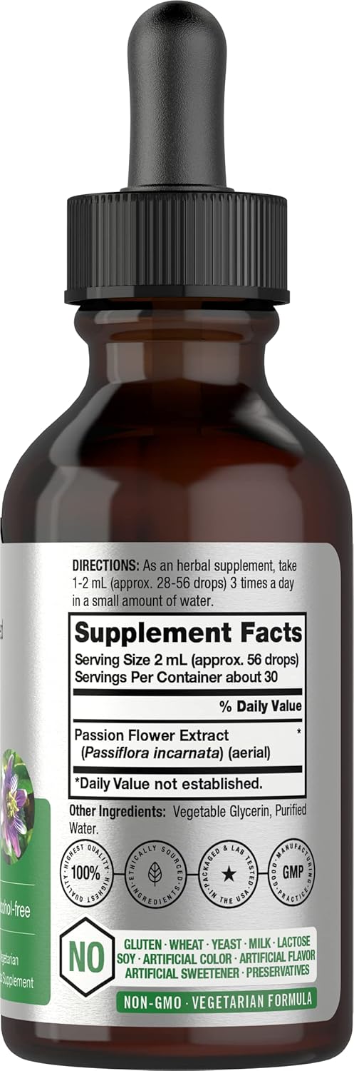 Horbäach Passion Flower Tincture | 2 Fl Oz | Alcohol Free Liquid Extract Drops | Super Concentrated Supplement | Vegetarian, Non-Gmo, Gluten Free