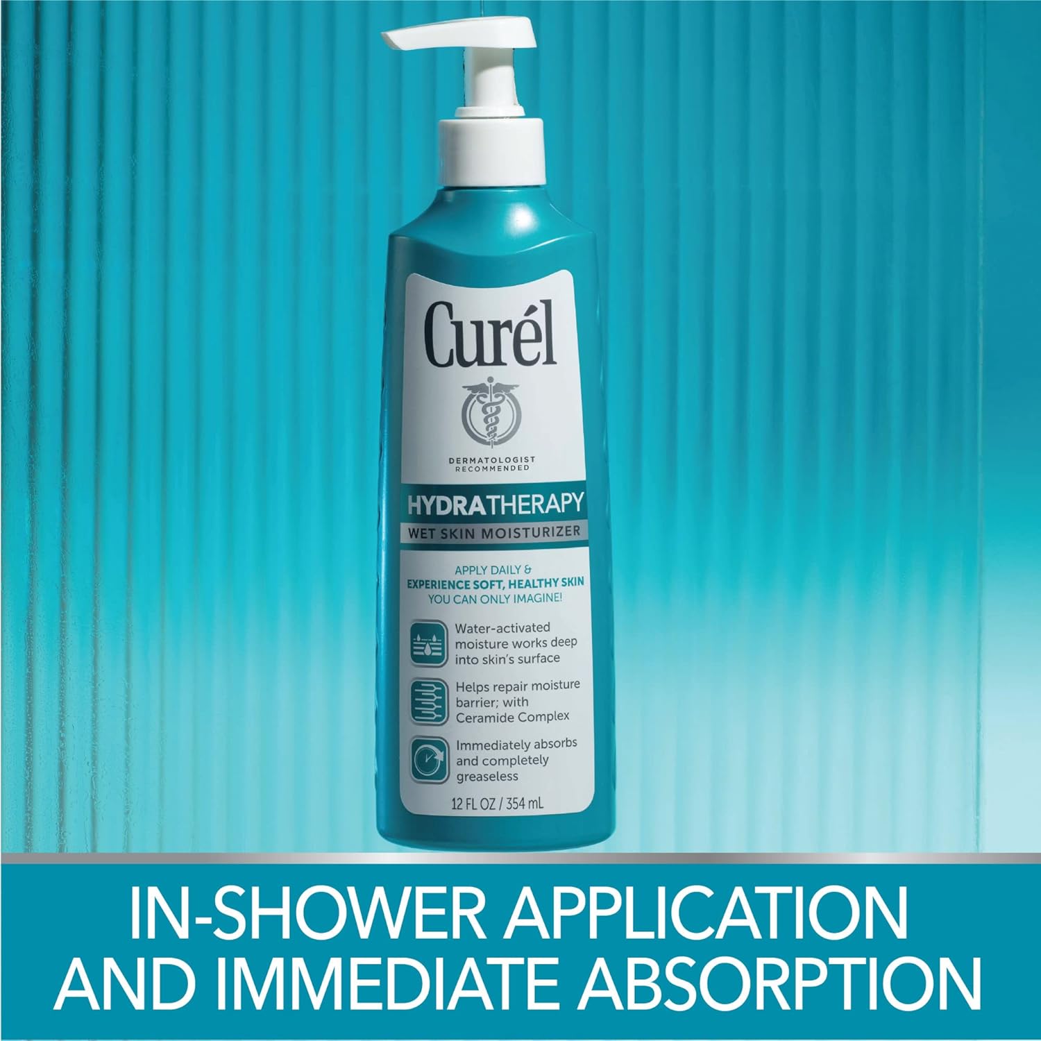 Curel Hydra Therapy In Shower Lotion, Wet Skin Moisturizer for Dry or Extra-dry Skin, with Advanced Ceramide Complex, for Optimal Moisture Retention, 12 Ounce : Beauty & Personal Care