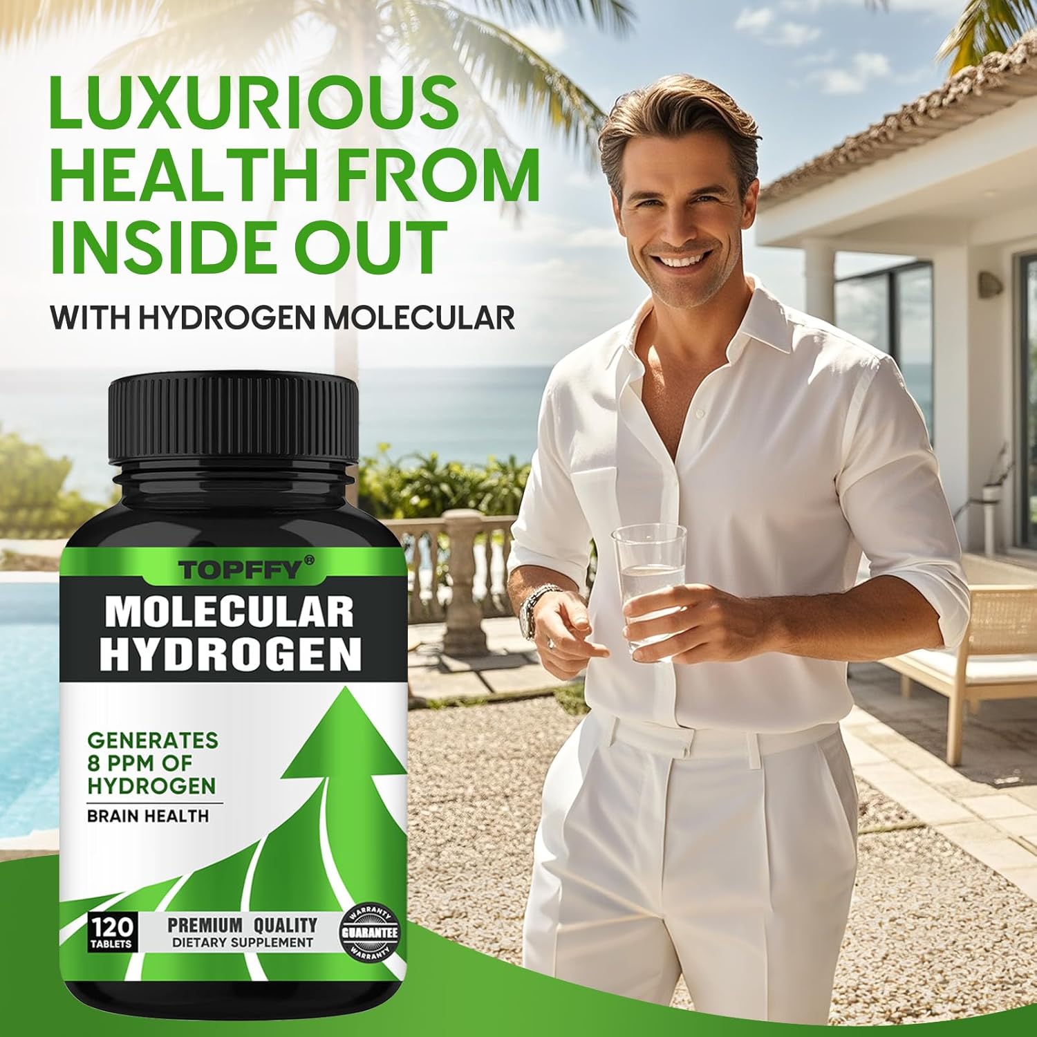 H2 Molecular Hydrogen Water Tablets With Magnesium,120 Tablets Fast-Dissolving H2 Molecular Hydrogen Supplements, Supports Brain Health And Cognitive Function,Non-Gmo, Gluten Free