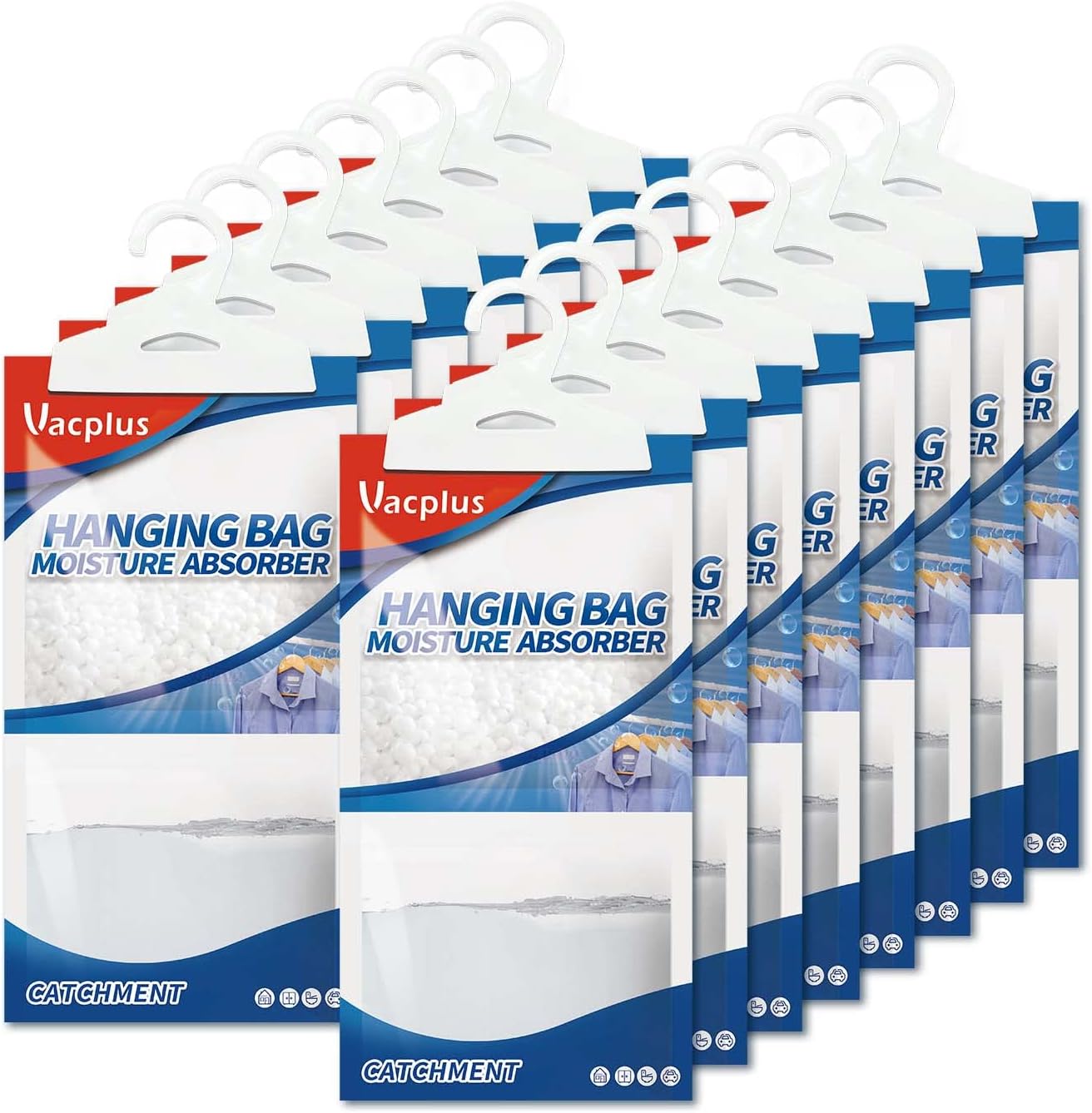 Vacplus Moisture Absorbers Packets, Fragrance Free 15 Pack, Humidity Packs, Dessicant Packets, Hanging Closet Dehumidifier Bags, Odor Eliminator For Bathroom 9.8Oz