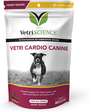 VETRISCIENCE Vetri Cardio Canine Complete Cardiovascular Support for Dogs with CoQ10, Taurine and Arginine, 60 Chews