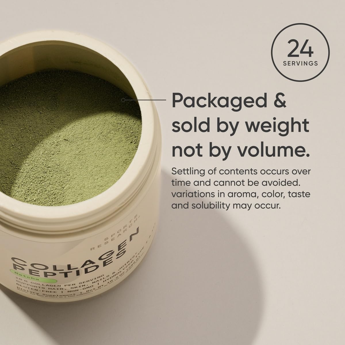 Sports Research® Collagen Peptides Powder 10g with Organic Matcha - Gluten Free, Non-GMO, Sugar Free : Health & Household