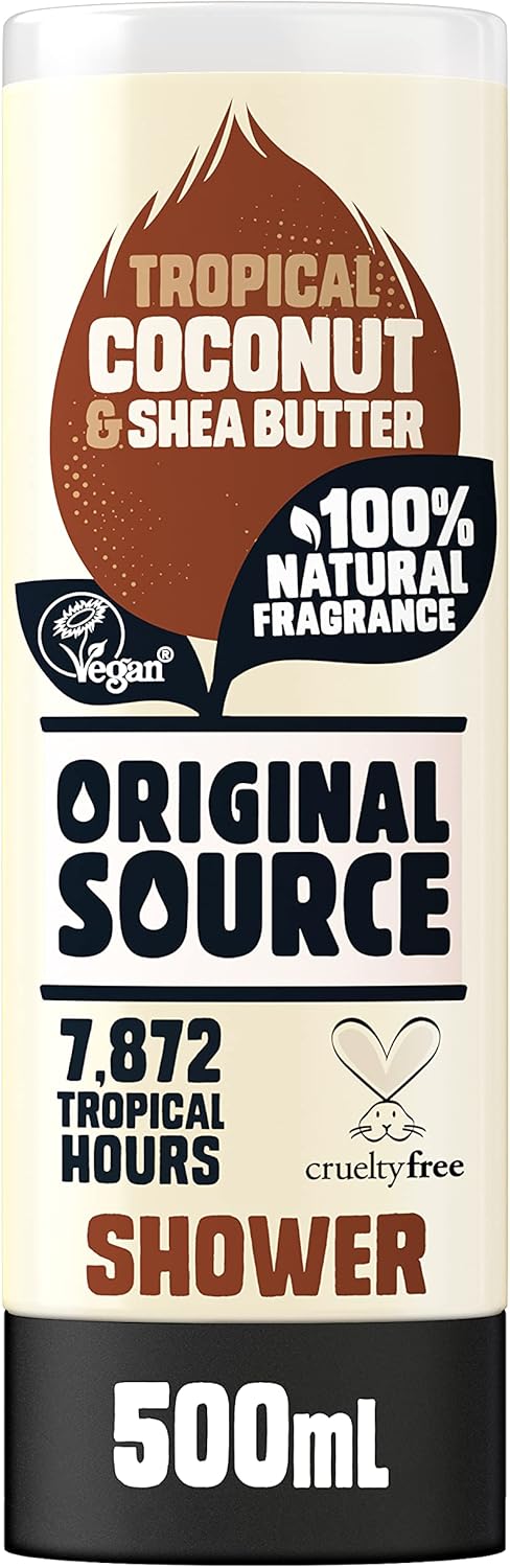 Original Source Vanilla Milk And Raspberry Shower Gel, 100 Percent Natural Fragrance, Vegan, Cruelty Free, Paraben Free, Bulk Buy, Pack Of 6 X 500 Ml