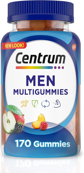 Centrum Multigummies Gummy Multivitamin For Men, Multivitamin/Multimineral Supplement With Selenium, Antioxidants And Vitamin D3, Assorted Fruit Flavor - 170 Count