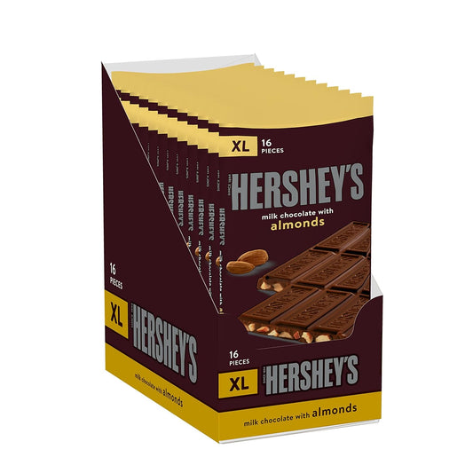 Hershey'S Milk Chocolate With Almonds Xl, Halloween Candy Bars, 4.25 Oz (12 Count, 16 Pieces)