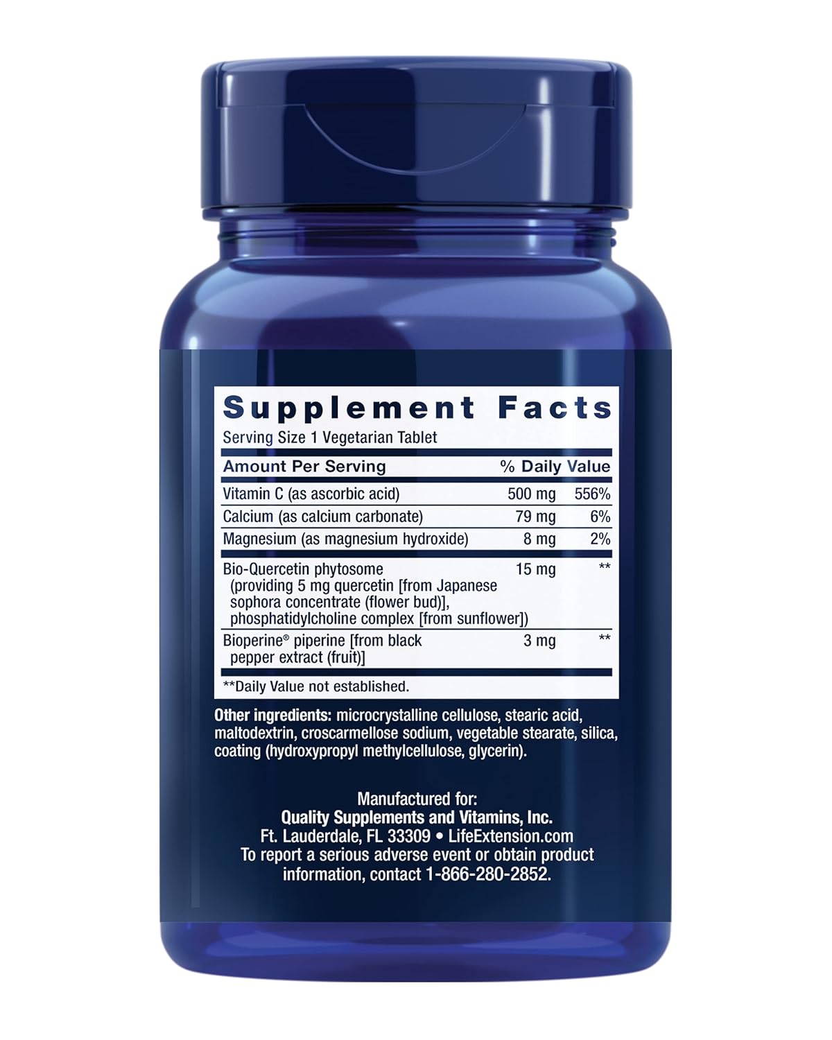 Life Extension Fast-C & Bio-Quercetin Phytosome – Fast Delivery & Absorption Vitamin C Supplement for Optimum Immune Support – Gluten-Free, Non-GMO, Vegetarian – 60 Tablets