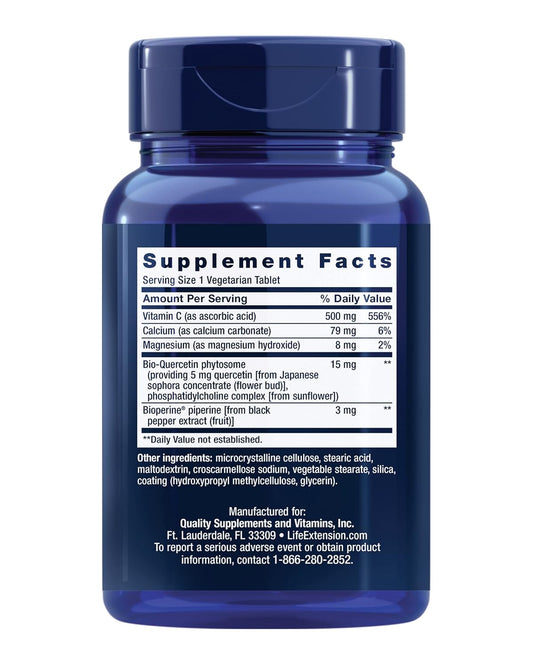 Life Extension Fast-C & Bio-Quercetin Phytosome – Fast Delivery & Absorption Vitamin C Supplement for Optimum Immune Support – Gluten-Free, Non-GMO, Vegetarian – 60 Tablets