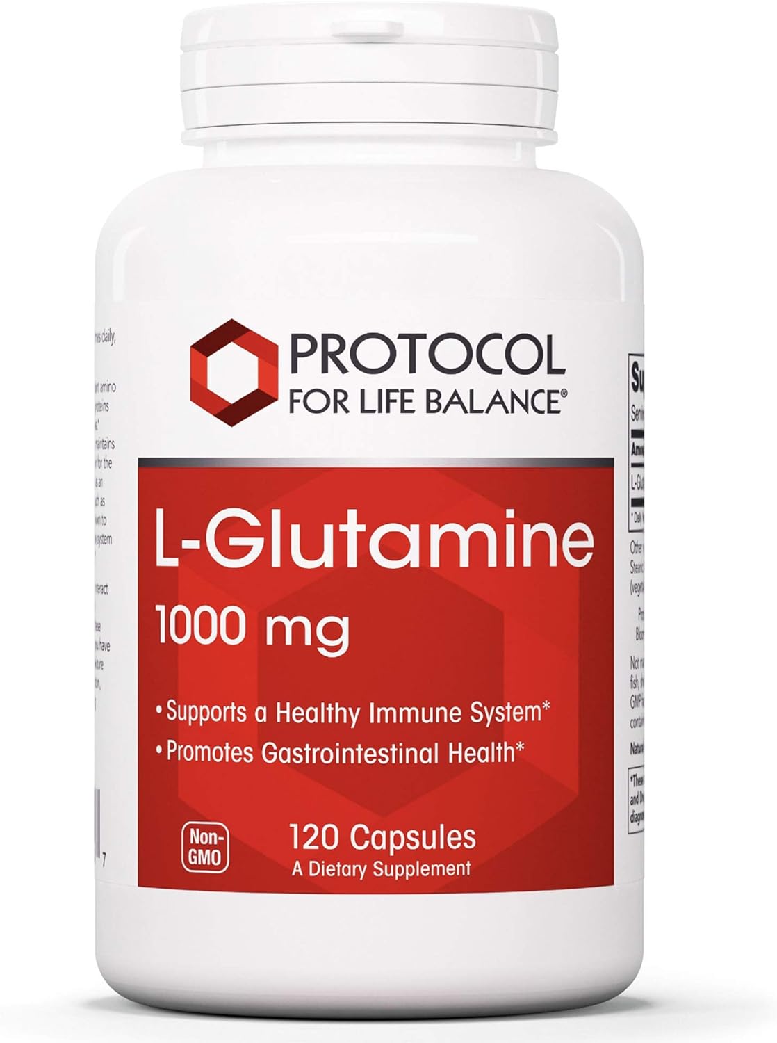Protocol L-Glutamine 1,000Mg - Supports Gut Health & Immunity* - Amino Acid Supplement - Capsules For Gastrointestinal Integrity* - Made Without Gluten, Dairy-Free, Kosher - 120 Veg Caps