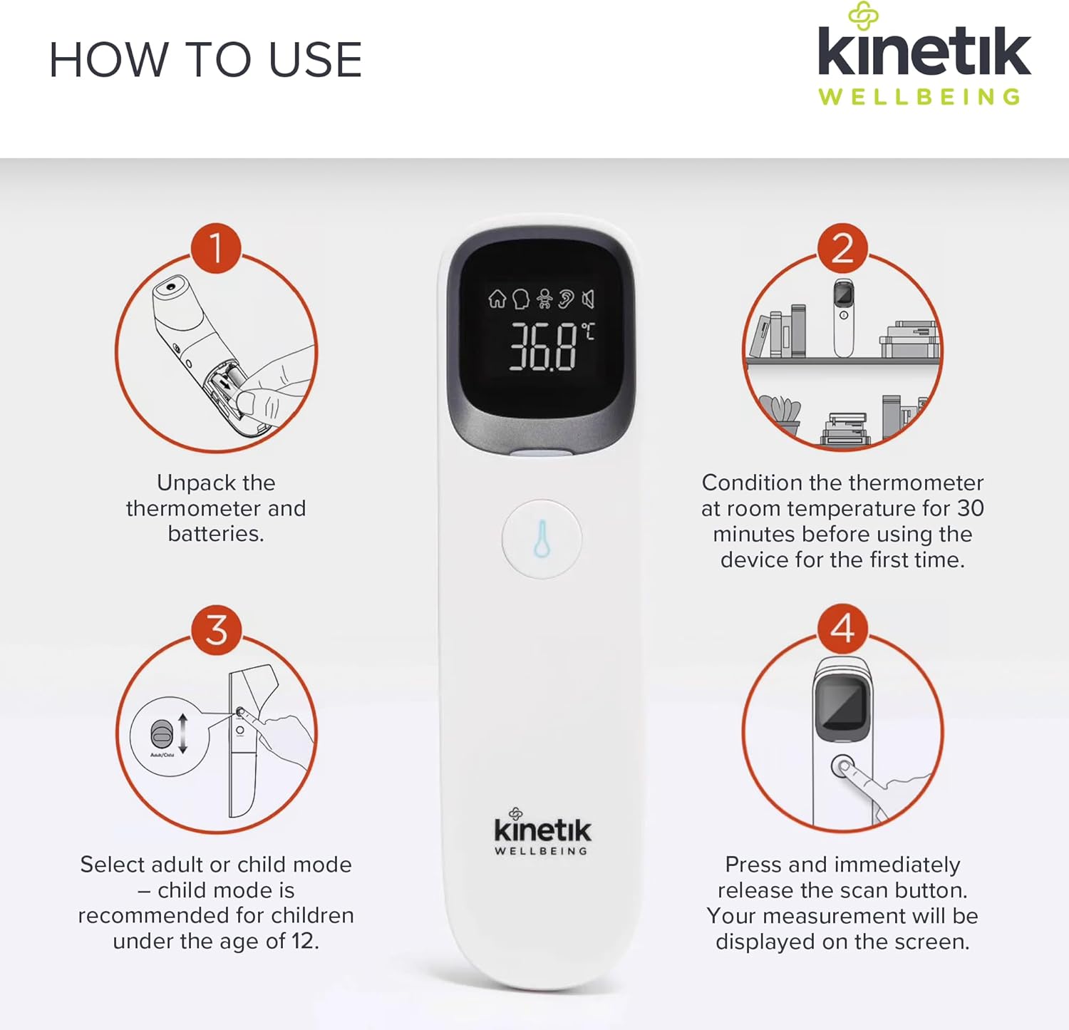 Kinetik Wellbeing Smart Ear Thermometer & Forehead, Non Contact – Medical Temperature Thermometer for Adults & Kids Used by the NHS - Bluetooth Electronic Body Temperature & Fever Alert : Amazon.co.uk: Health & Personal Care