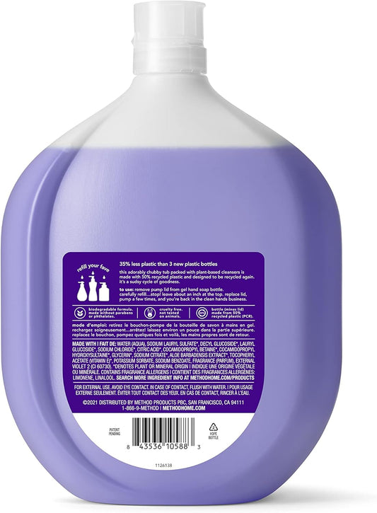 Method Gel Hand Soap Refill, French Lavender, Recyclable Bottle, Biodegradable Formula, 34 Oz (Pack Of 4)