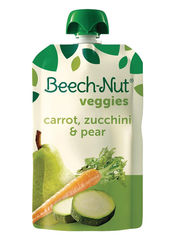 Beech-Nut Baby Food Pouches, Carrot Zucchini & Pear Veggie Puree Baby & Toddler Food, 3.5 Oz (12 Pack)