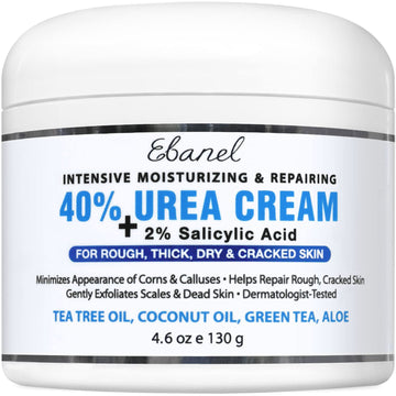 Ebanel Urea Cream 40% Plus Salicylic Acid 2%, Foot Cream For Dry Cracked Heels Feet Knees Elbows Hands, Foot Dead Skin Cuticle Callus Remover Toenail Softener, Keratolytic Skin Barrier Repair Cream