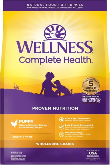 Wellness Complete Health Dry Puppy Food, Chicken, Salmon & Oatmeal, 15-Pound Bag