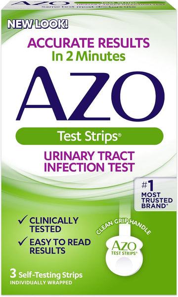 Azo Urinary Tract Infection Test Strips, 3-Count Boxes (Pack Of 2)(Packaging May Vary)