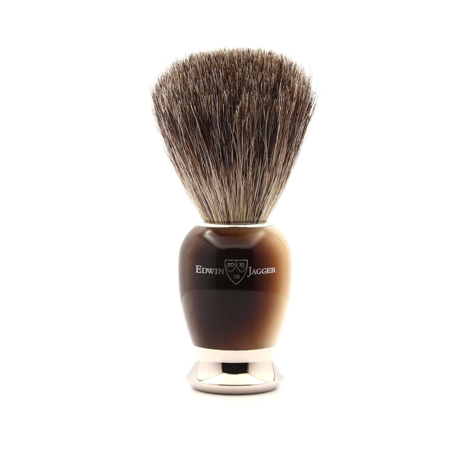 Edwin Jagger 81Sb587 Simulated Pure Badger Hair Shaving Brush With Nickel Plated Collar And End Cap, Ivory