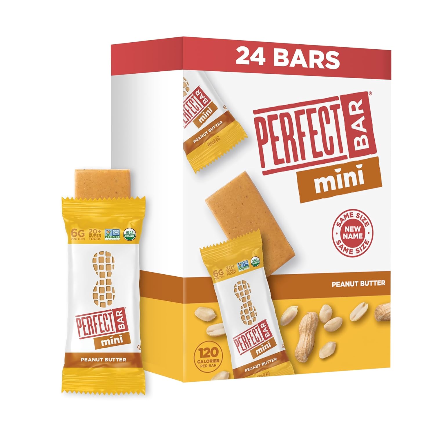 Perfect Bar Mini, Peanut Butter Protein Bar, Protein Snack, Snack Bar, Organic, Gluten Free, Soy Free, Non Gmo, No Sugar Alcohols, 0.88 Ounce Bar, 24 Count