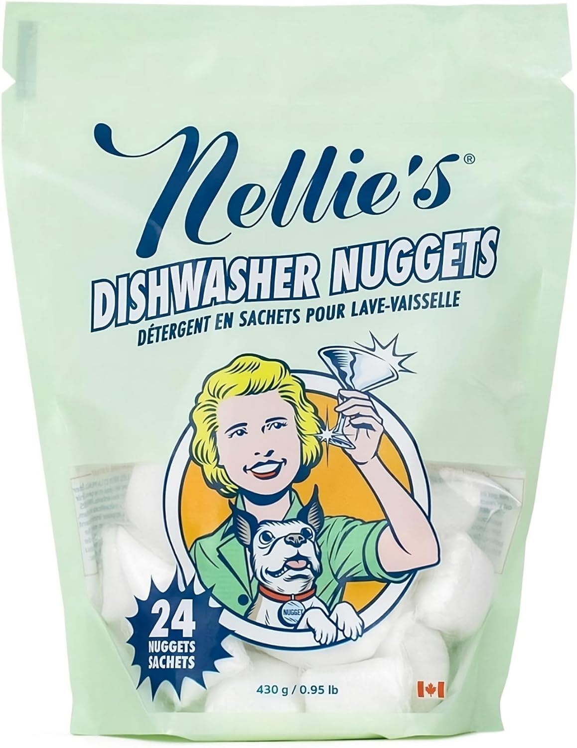 Nellie's Dishwasher Nuggets - Dishwasher Detergent Pods - Plant-Based, Residue-Free, Septic Safe, and Phosphate-Free (24 Pack)