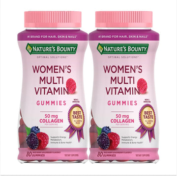 Nature'S Bounty Optimal Solutions Women'S Multivitamin, Multivitamin Gummies For Immune Support, Cellular Energy Support, Bone Health, Raspberry Flavor, 80 Ct (2 Pack)