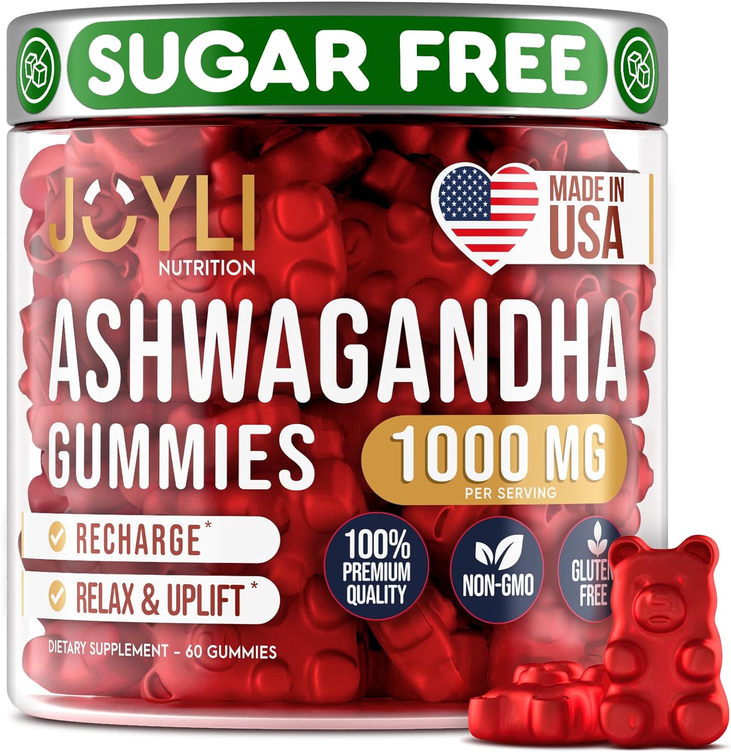 Ashwagandha Gummies for Women & Men - Natural Calm Gummies with Ashwagandha Root Extract Vitamin C Zinc - Ashwagandha Herbal Supplement for Sleep Stress Balance - 60 Vegan Sugar Free Chews