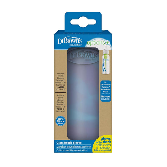 Dr. Brown'S Natural Flow Options+ Glass Baby Bottle Sleeves,100% Silicone,8 Oz,Narrow,Glow In The Dark