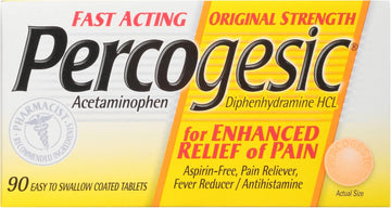 Percogesic Original Pain Relief | Aspirin Free Fast Acting Relief | 90 Coated Caplets