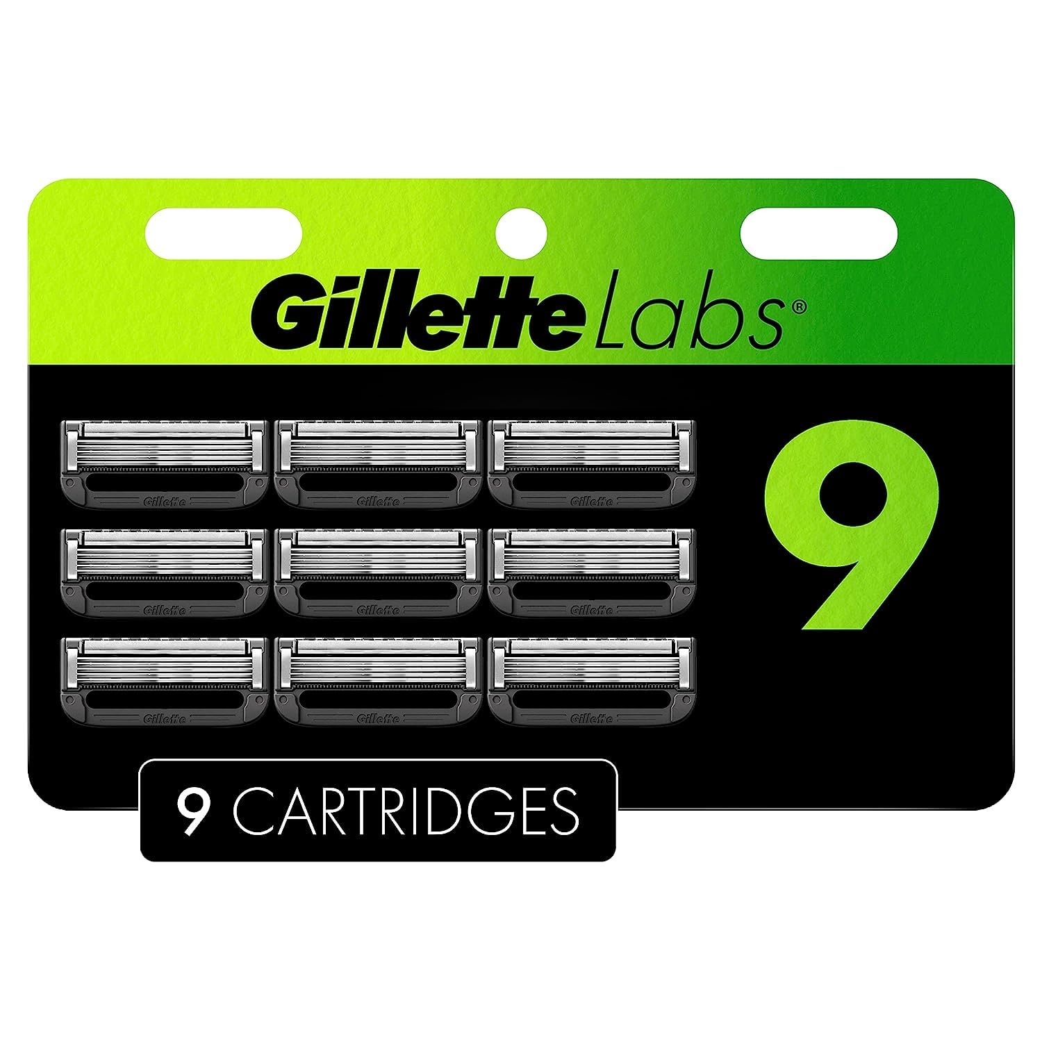 Gillette Labs Razor Blade Refills, Compatible With Gillette Labs With Exfoliating Bar By Gillette And Heated Razor, 9 Refills