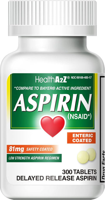 Healtha2Z® Aspirin 81 Mg | Low Strength | Enteric Coated | Pain Relief | Reduces Minor Aches Muscle Pain & Cramps | Fever Reducer | Reduces Headache